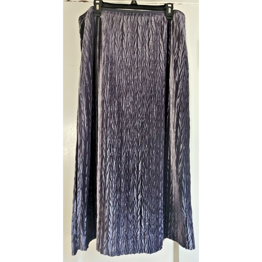 MAEVE by ANTHROPOLOGIE womens XL Gray crinkled velour unlined pull on midi skirt